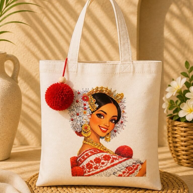 BOLSO POLLERA CON POMPÓN