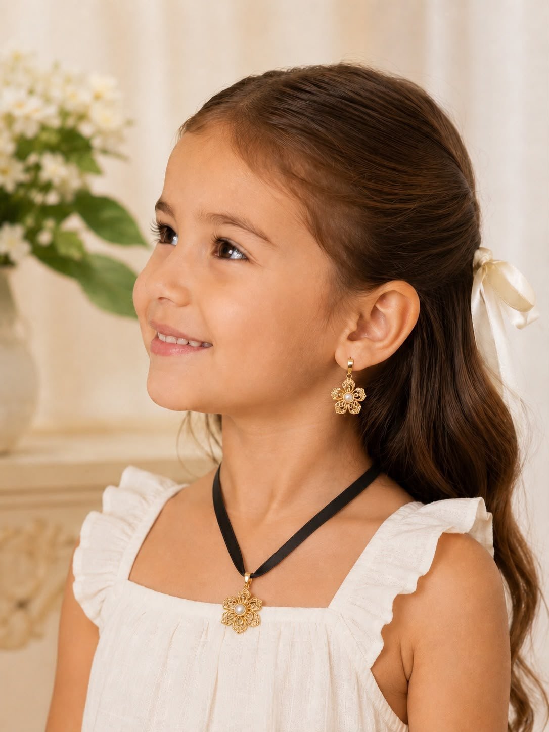 Niña luciendo accesorios delicados