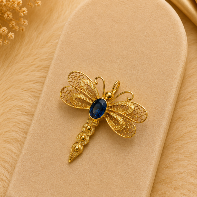 BROCHE de libélula de plata