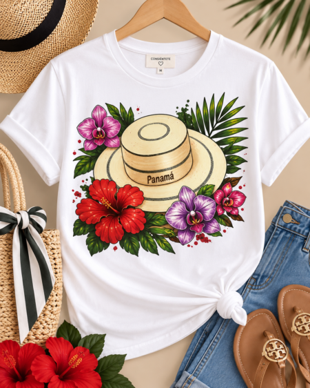 T-SHIRT SOMBRERO CON FLOR